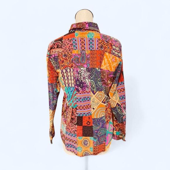 Women's Multi Colored Long sleeve Shirt, Large Boho Hippie - Picture 4 of 7